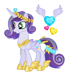 Size: 1087x1181 | Tagged: safe, artist:pastelnightyt, oc, oc only, alicorn, pony, alicorn oc, base used, circlet, colored wings, concave belly, female, folded wings, gradient wings, green eyes, hoof shoes, horn, jewelry, mare, offspring, parent:princess cadance, parent:soarin', peytral, simple background, slender, smiling, solo, tail, tail jewelry, thin, transparent background, wings