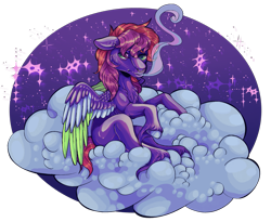 Size: 1601x1310 | Tagged: safe, artist:sweetmelon556, oc, oc only, pegasus, pony, cloud, male, simple background, smoking, solo, stallion, transparent background