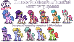 Size: 1280x720 | Tagged: safe, artist:topsangtheman, cloud kicker, dahlia, fifi (g5), hitch trailblazer, izzy moonbow, peachy sweet, pipp petals, queen haven, sunny starscout, zipp storm, alicorn, earth pony, pegasus, pony, unicorn, pony town, g4, g5, apple family member, mane five, mane stripe sunny