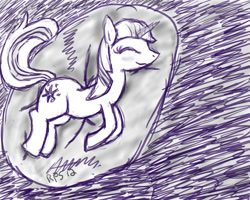 Size: 1000x800 | Tagged: safe, artist:ray-pemmburge, twilight sparkle, pony, unicorn, g4, cushion, eyes closed, female, lying down, mare, monochrome, on side, sketch, sleeping, smiling, solo, tail, unicorn twilight