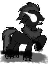 Size: 768x1024 | Tagged: safe, artist:windy breeze, pony, shadow pony, fangs, male, shadow pony oc, simple background, solo, stallion, white background