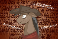 Size: 1280x854 | Tagged: safe, artist:lolepopenon, oc, oc:oliver, earth pony, pony, ask billie the kid, ask, obscured text, solo