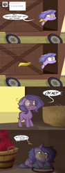 Size: 1280x3416 | Tagged: safe, artist:lolepopenon, oc, oc:billie, earth pony, pony, ask billie the kid, apple, ask, comic, food, solo, train