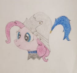 Size: 2476x2343 | Tagged: safe, artist:ceffyl-dŵr, pinkie pie, earth pony, pony, g4, armor, chainmail, helmet, high res, solo, traditional art