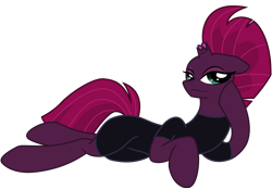 Size: 8066x5647 | Tagged: safe, alternate version, artist:ejlightning007arts, edit, fizzlepop berrytwist, tempest shadow, pony, unicorn, g4, base used, broken horn, clothes, draw me like one of your french girls, eyeshadow, female, horn, jumpsuit, lying down, makeup, mare, pose, scar, seductive, sexy, simple background, smiling, solo, stupid sexy tempest shadow, transparent background, vector