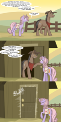Size: 1280x2562 | Tagged: safe, artist:lolepopenon, oc, oc:oliver, oc:sweet tales, earth pony, pony, unicorn, ask billie the kid, ask, bag, comic, duo, hat, saddle bag