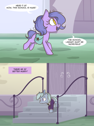 Size: 1280x1708 | Tagged: safe, artist:lolepopenon, oc, oc:billie, oc:blue strings, earth pony, pony, ask billie the kid, ask, bag, duo, saddle bag