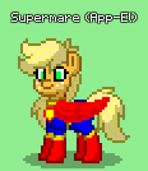 Size: 696x804 | Tagged: safe, applejack, earth pony, pony, pony town, g4, app-el, dc comics, green background, male, simple background, solo, superman, supermare
