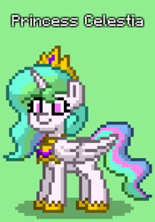 Size: 612x876 | Tagged: safe, princess celestia, alicorn, pony, pony town, g4, green background, simple background, solo