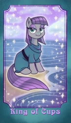 Size: 1186x2048 | Tagged: safe, artist:sophie scruggs, maud pie, earth pony, pony, g4, beach, clothes, female, mare, smiling, solo, tarot card