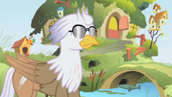 Size: 1280x721 | Tagged: safe, artist:mlp-silver-quill, oc, oc:silver quill, after the fact, after the fact:it ain't easy being breezies, g4, bird house, fluttershy's cottage, sunglasses