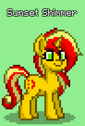 Size: 552x816 | Tagged: safe, sunset shimmer, pony, unicorn, pony town, g4, green background, simple background, solo