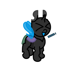 Size: 3000x3000 | Tagged: safe, artist:theunidentifiedchangeling, oc, oc:uni(unidentified), changeling, >.<, ><, blue wings, changeling oc, cute, eyes closed, happy, high res, ocbetes, open mouth, reeee, simple background, solo, transparent background, wings