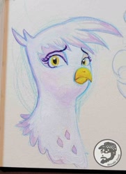 Size: 1212x1674 | Tagged: source needed, safe, artist:invalid-david, gilda, griffon, g4, bust, female, painting, ponytober 2022, sketchbook, solo, traditional art, watercolor painting