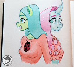 Size: 1949x1760 | Tagged: safe, artist:invalid-david, ocellus, changeling, anthro, g4, female, painting, ponytober 2022, sketchbook, traditional art