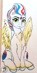 Size: 1202x2340 | Tagged: safe, artist:invalid-david, pegasus, pony, korea, male, nation ponies, painting, ponified, ponytober 2022, sketchbook, solo, south korea, stallion, traditional art