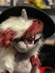 Size: 240x320 | Tagged: artist needed, safe, oc, oc:rose glow, pony, glasses, hat, irl, photo, plushie