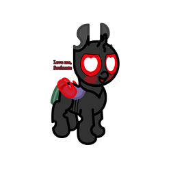 Size: 3000x3000 | Tagged: safe, artist:theunidentifiedchangeling, oc, oc only, oc:rage(unidentified), changeling, pony, blushing, changeling oc, heart, heart eyes, high res, looking at you, love me, red changeling, simple background, solo, transparent background, wingding eyes