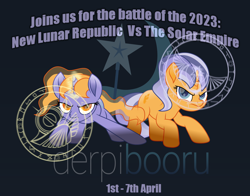 Size: 1280x1003 | Tagged: safe, artist:php178, editor:torpy, oc, oc:imperii solem (empirica sol), oc:lunae novae (new luna), pony, 2023, april fools 2023, new lunar republic, solar empire