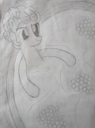 Size: 1560x2104 | Tagged: safe, artist:xuf, cozy glow, pony, g4, bathing, monochrome, solo, traditional art