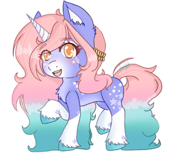 Size: 786x712 | Tagged: safe, artist:derpyvr, oc, oc only, oc:fluffy dream, pony, unicorn, blushing, coat markings, ear fluff, female, mare, open mouth, open smile, ponysona, simple background, smiling, socks (coat markings), solo, traditional art, transparent background, two toned mane, unshorn fetlocks