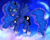 Size: 641x513 | Tagged: safe, artist:derpyvr, princess luna, alicorn, pony, g4, crescent moon, female, flying, looking at you, mare, moon, open mouth, open smile, smiling, smiling at you, solo, spread wings, wings