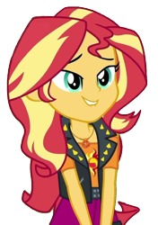 Size: 612x867 | Tagged: safe, artist:paco777yuyu, edit, edited screencap, screencap, sunset shimmer, human, equestria girls, equestria girls specials, g4, my little pony equestria girls: better together, my little pony equestria girls: forgotten friendship, background removed, bacon hair, clothes, cute, female, geode of empathy, magical geodes, shimmerbetes, simple background, solo, transparent background, vest, wide eyes