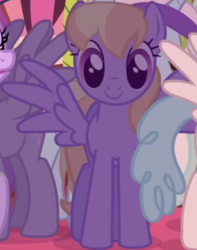Size: 412x522 | Tagged: safe, screencap, cloud kicker, pegasus, pony, friendship is magic, g4, background character, background pony, cropped, female, mare, solo focus, spread wings, wings