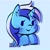 Size: 2000x2000 | Tagged: safe, artist:edgyanimator, derpibooru exclusive, minuette, pony, unicorn, g4, blue background, blue coat, blue hair, blue mane, blushing, bust, cel shading, chibi, cute, female, high res, horn, mare, minubetes, portrait, shading, simple, simple background, smiling, solo