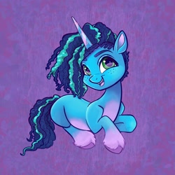 Size: 2048x2048 | Tagged: safe, artist:sophie scruggs, misty brightdawn, pony, unicorn, g5, cornrows, cute, female, high res, looking at you, mare, mistybetes, open mouth, open smile, signature, smiling, smiling at you, solo
