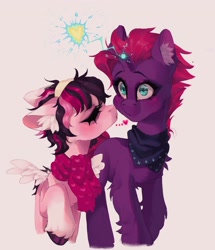 Size: 1762x2048 | Tagged: safe, artist:p0nyplanet, tempest shadow, oc, oc only, oc:oopsie doodle, pony, g4, kissing, shipping