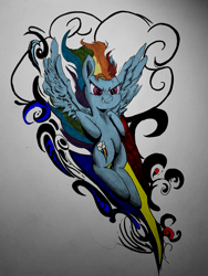 Size: 900x1200 | Tagged: artist needed, safe, color edit, edit, rainbow dash, pegasus, pony, g4, colored