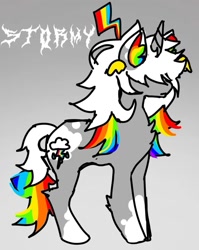 Size: 711x895 | Tagged: safe, artist:monster3, oc, oc:stormy, pony, horn, rainbow