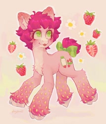 Size: 1750x2048 | Tagged: safe, artist:p0nyplanet, strawberry surprise, earth pony, pony, g1, :p, cloven hooves, food, strawberry, tongue out