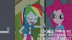 Size: 1000x563 | Tagged: safe, edit, edited screencap, editor:quoterific, screencap, pinkie pie, rainbow dash, human, equestria girls, g4, my little pony equestria girls: friendship games, derp