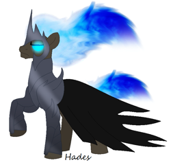 Size: 691x662 | Tagged: safe, artist:harmonicdreemur1308, pony, armor, base used, glowing, glowing eyes, greek mythology, hades, male, mane of fire, ponified, raised hoof, simple background, solo, stallion, white background