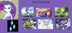 Size: 1449x670 | Tagged: safe, rarity, cinccino, gallade, human, leavanny, milotic, persian, sableye, equestria girls, g4, alolan form, alolan persian, pokémon, pokémon team