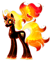 Size: 2551x3063 | Tagged: safe, artist:lavender-bases, oc, oc only, oc:molten heat, pony, unicorn, base used, commission, fire, high res, horn, lava, simple background, solo, transparent background, unicorn oc