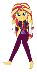 Size: 727x1418 | Tagged: safe, artist:paco777yuyu, sunset shimmer, human, equestria girls, g4, barefoot, clothes, cute, feet, female, fetish, foot fetish, socks, solo, sunset