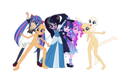 Size: 1280x789 | Tagged: safe, artist:brooklynsentryyt, artist:noreentheartist, oc, oc only, oc:galaxyswirlsyt, oc:moonflowerella, oc:stardustshadowsentry, oc:starflightsparkleyt, oc:starshinestellaryt, oc:yukkimo, human, equestria girls, g4, base used