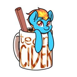 Size: 1500x1500 | Tagged: safe, artist:koapony, oc, oc only, pony, chocolate, cinnamon, cup, cup of pony, eyebrows, eyebrows visible through hair, food, hot chocolate, looking at you, micro, smiling, solo