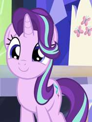 Size: 818x1080 | Tagged: safe, screencap, starlight glimmer, pony, unicorn, g4, season 7, uncommon bond, cropped, cute, daaaaaaaaaaaw, female, fluttershy's cutie mark, glimmerbetes, happy, hnnng, looking at you, mare, smiling, solo, too cute, weapons-grade cute
