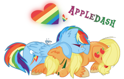 Size: 1000x639 | Tagged: safe, artist:gallantserver, applejack, rainbow dash, pony, g4, cuddling, duo, female, lesbian, lying down, prone, ship:appledash, shipping, simple background, transparent background