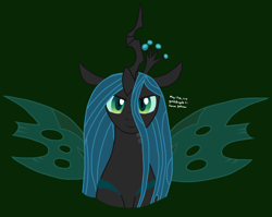 Size: 2600x2068 | Tagged: safe, artist:yoshiknight2, queen chrysalis, changeling, changeling queen, g4, bust, crown, female, green background, high res, jewelry, looking at you, mare, regalia, simple background, solo