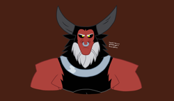 Size: 3502x2030 | Tagged: safe, artist:yoshiknight2, lord tirek, centaur, taur, g4, brown background, bust, frown, high res, looking at you, male, nose piercing, nose ring, piercing, simple background, solo