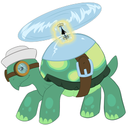 Size: 2804x2729 | Tagged: safe, artist:bumblebun, tank, tortoise, g4, goggles, hat, helicopter, high res, simple background, solo, transparent background