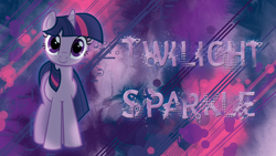 Size: 1920x1080 | Tagged: safe, artist:ckittykat98, artist:kittyhawk-contrail, edit, twilight sparkle, pony, unicorn, g4, abstract background, female, looking at you, mare, name, smiling, solo, unicorn twilight, wallpaper, wallpaper edit