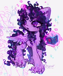 Size: 1698x2048 | Tagged: safe, artist:p0nyplanet, twilight sparkle, alicorn, pony, g4, book, curly hair, curly mane, female, magic, solo, twilight sparkle (alicorn)