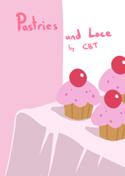 Size: 4961x7016 | Tagged: safe, artist:cold-blooded-twilight, art pack:mommy mares, comic:pastries and lace, comic cover, cupcake, food