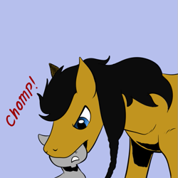 Size: 659x659 | Tagged: safe, artist:darkhestur, oc, oc:dark, pony, anon pony, biting, chomp, simple background